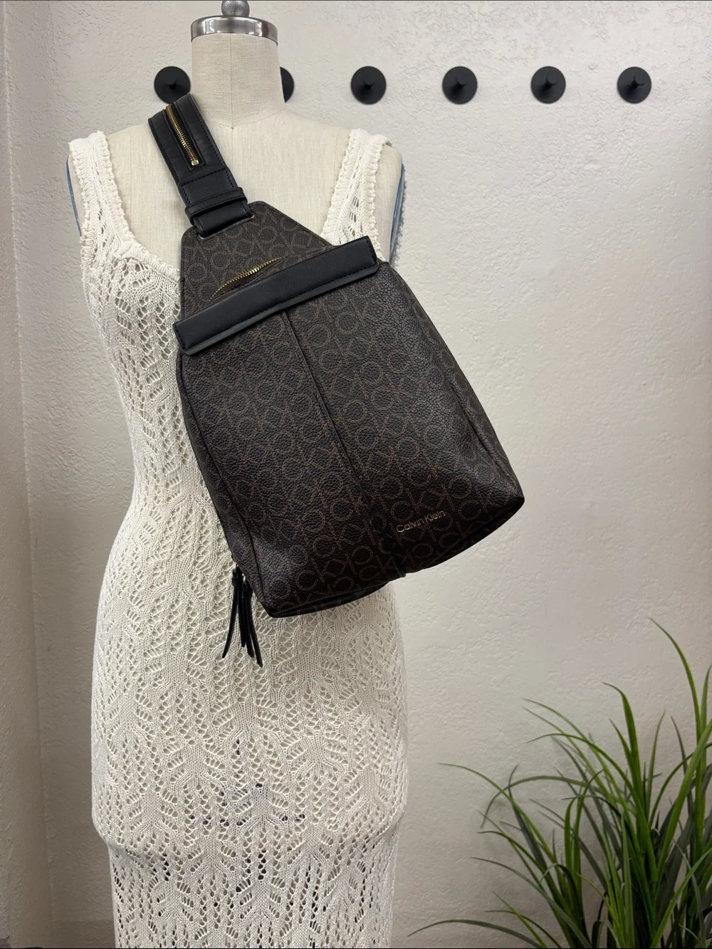 Calvin Klein Millie Signature Convertible Sling Backpack